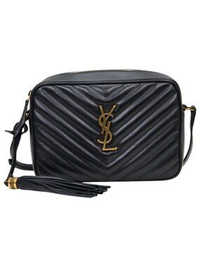 YSL Lou Medium Camera Bag in Black Quilted Leather